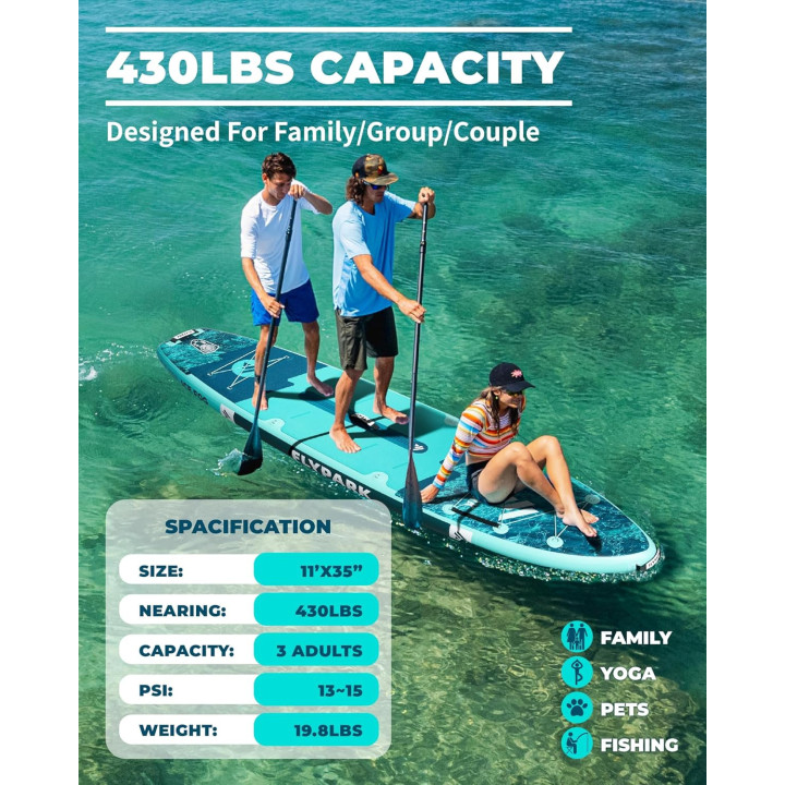Надувна SUP дошка для плавання 335 см FLYPARK Ice Fog Emerald