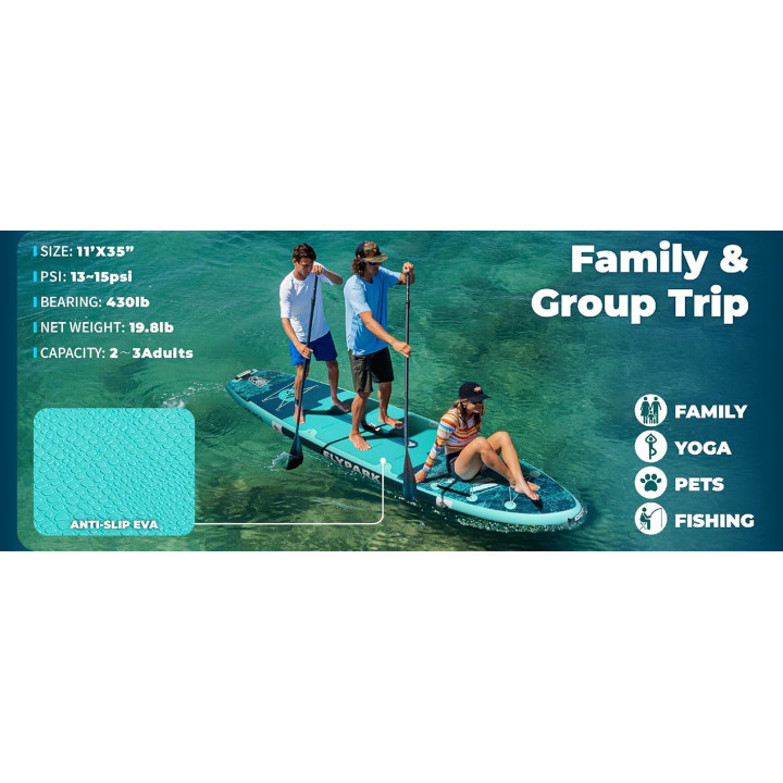 Надувна SUP дошка для плавання 335 см FLYPARK Ice Fog Emerald