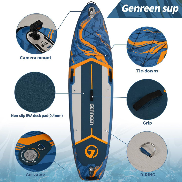 Надувна SUP дошка для плавання 335 см GENREEN синя