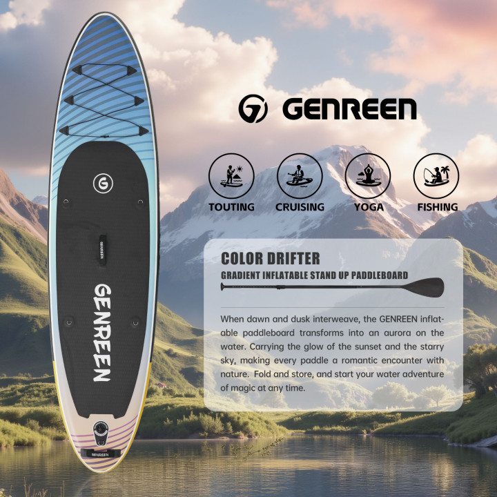 Надувна SUP дошка для плавання 305 см GENREEN Light Blue Aurora Gradient