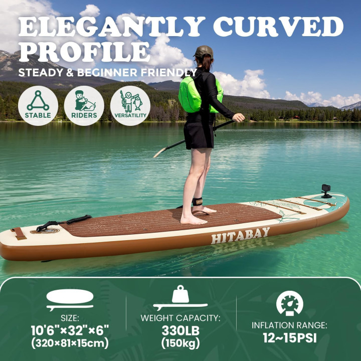 Надувна SUP дошка для плавання 320 см HITABAY LEAF WOOD