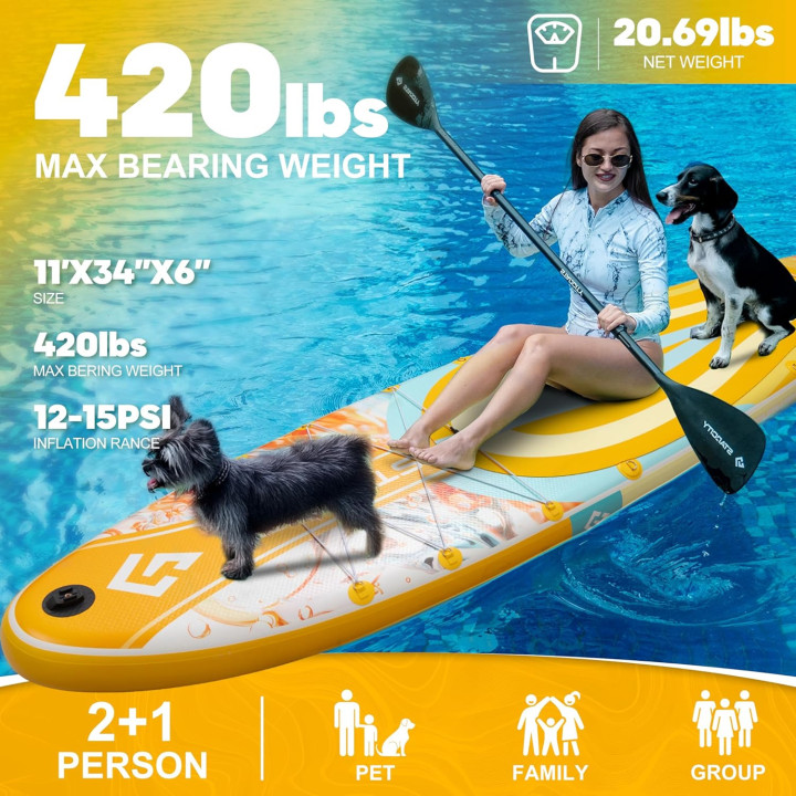 Надувна SUP дошка для плавання 350 см STARCITY жовта