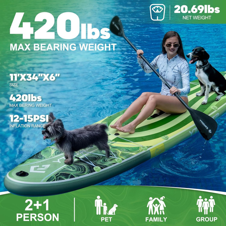 Надувна SUP дошка для плавання 350 см STARCITY зелена