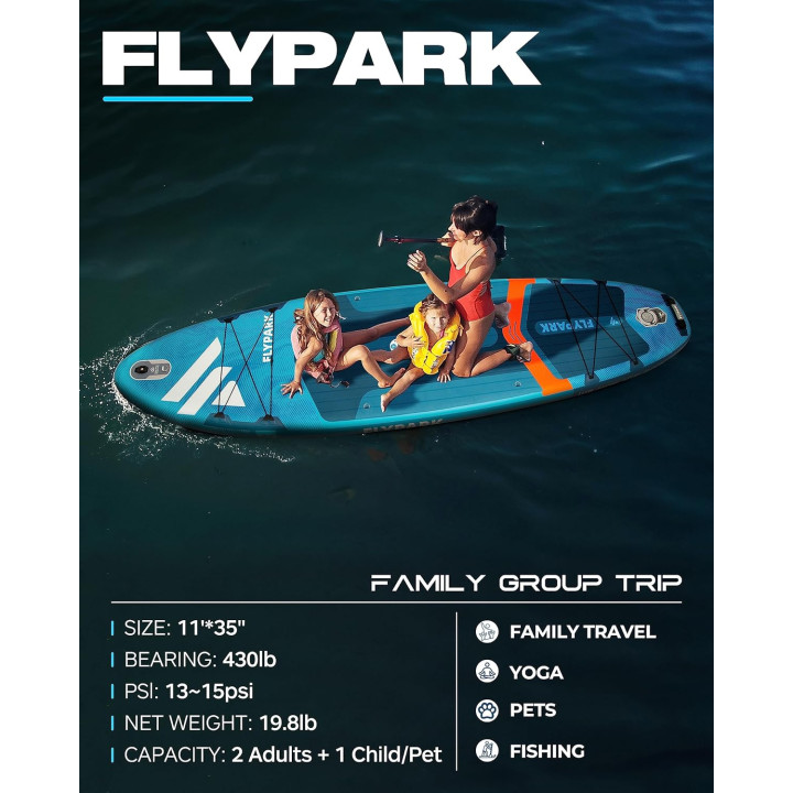 Надувна SUP дошка для плавання 335 см FLYPARK ICE FOG GREEN